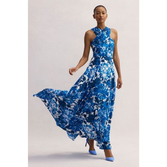 The Fold Aveiro Floral Silk Halter Maxi Dress  - 2 - Picture 3 of 5